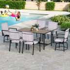 Segmart Outdoor Furniture Dining Set,Patio Dining Table Set for 6 Person, Patio Table and Chairs Set with Textilene Armchairs, Conversation Furniture Set for Backyard, Poolside, Pink