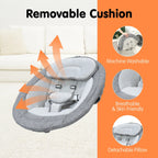 Aprpink 5 in 1 Large Baby Swing Bouncer with Rocking, Mosquito Net&Cute Toys Gray Striped for Toddler, 1 Count