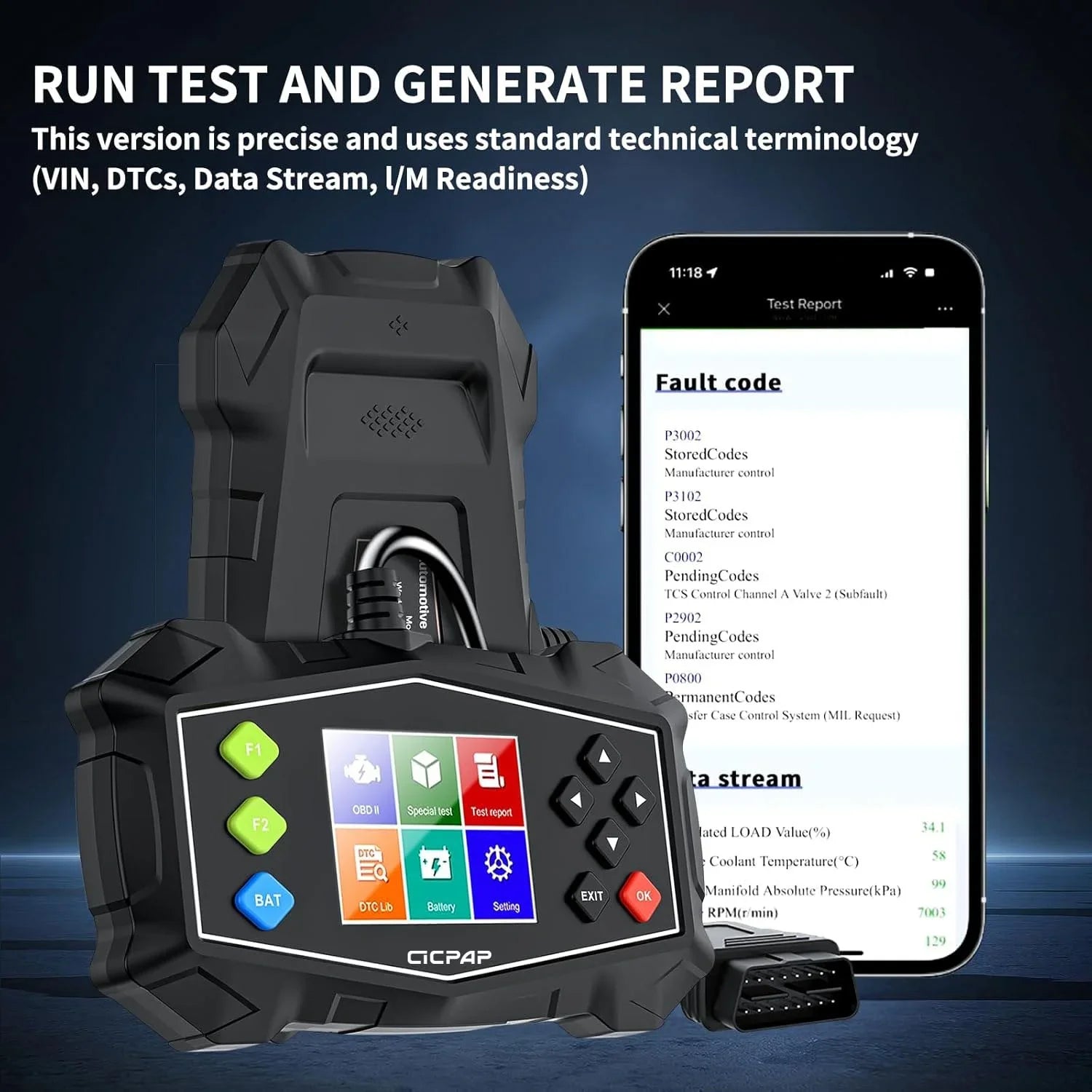 CICPAP Enhanced Universal OBD II Scanner Car Engine Fault Code Reader CAN Diagnostic Scan Tool, Read and Clear Error Codes for 1996