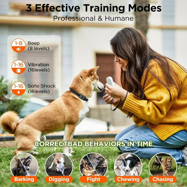 Dog Training Collar with Remote, 3300ft Range Shock Collar for Small, Medium, Large Dogs (8–120 lbs), IPX7 Waterproof, Rechargeable, with Beep, Vibration, Safe Shock & Light Modes