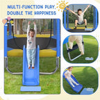7ft Kids Trampoline with Slide, Small Toddler Trampoline with Ladder for Kids, SEGMART Indoor Outdoor Trampoline with Enclosure Net, Spring Pad for Backyard