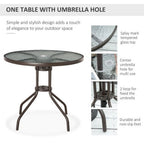 5 Piece Patio Dining Set with Umbrella, Outdoor Dining Set for 4 with 4 Folding Chairs and Round Tempered Glass Table, Backyard Garden Poolside Patio Furniture, Gray