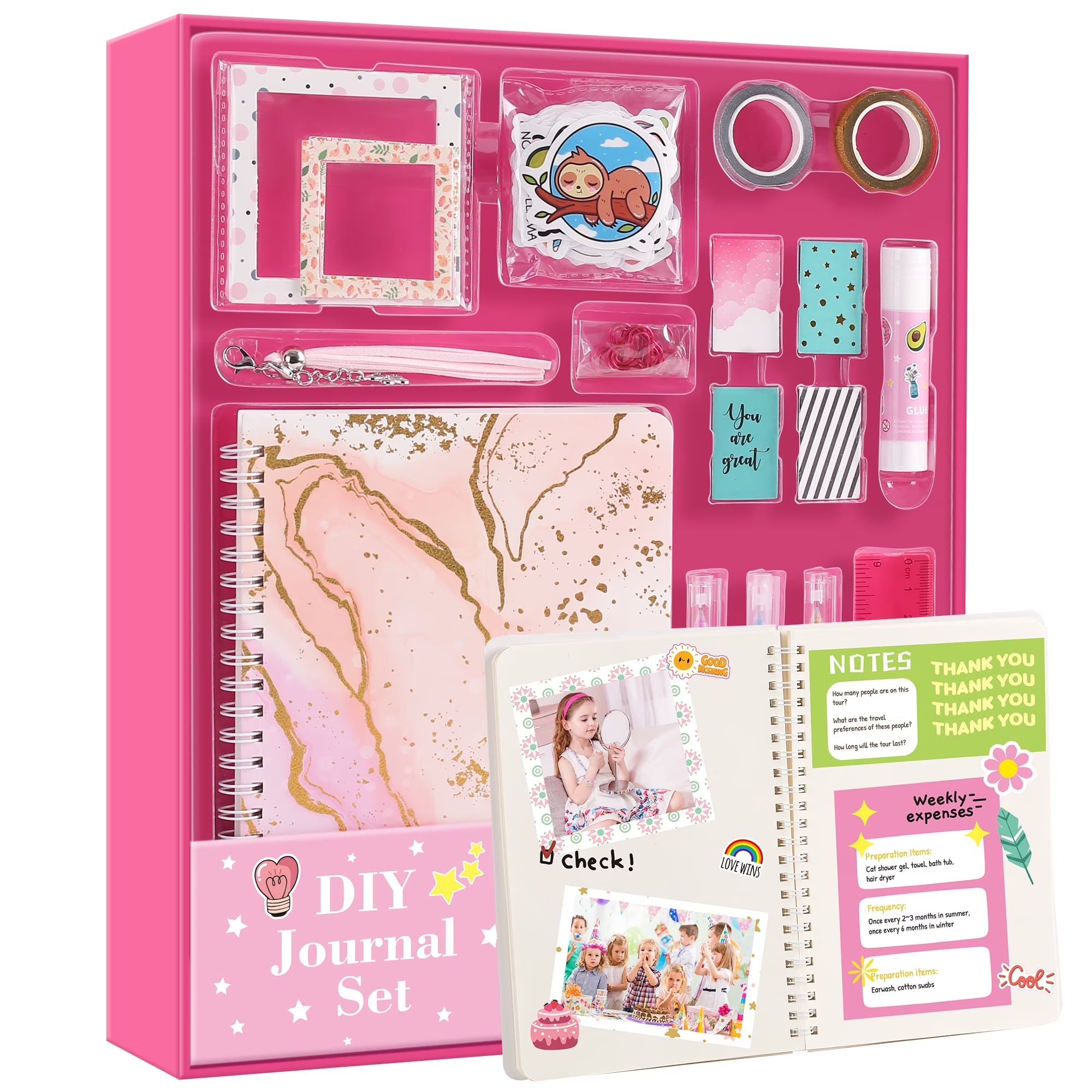 DIY Journal Kit for Girls & Boys - Birthday & Christmas Gift for Ages 8-12, Scrapbook & Diary Supplies Toy Set for Creativity, Mindfulness & Self-Expression, Journaling Art Crafts Kit for Kids