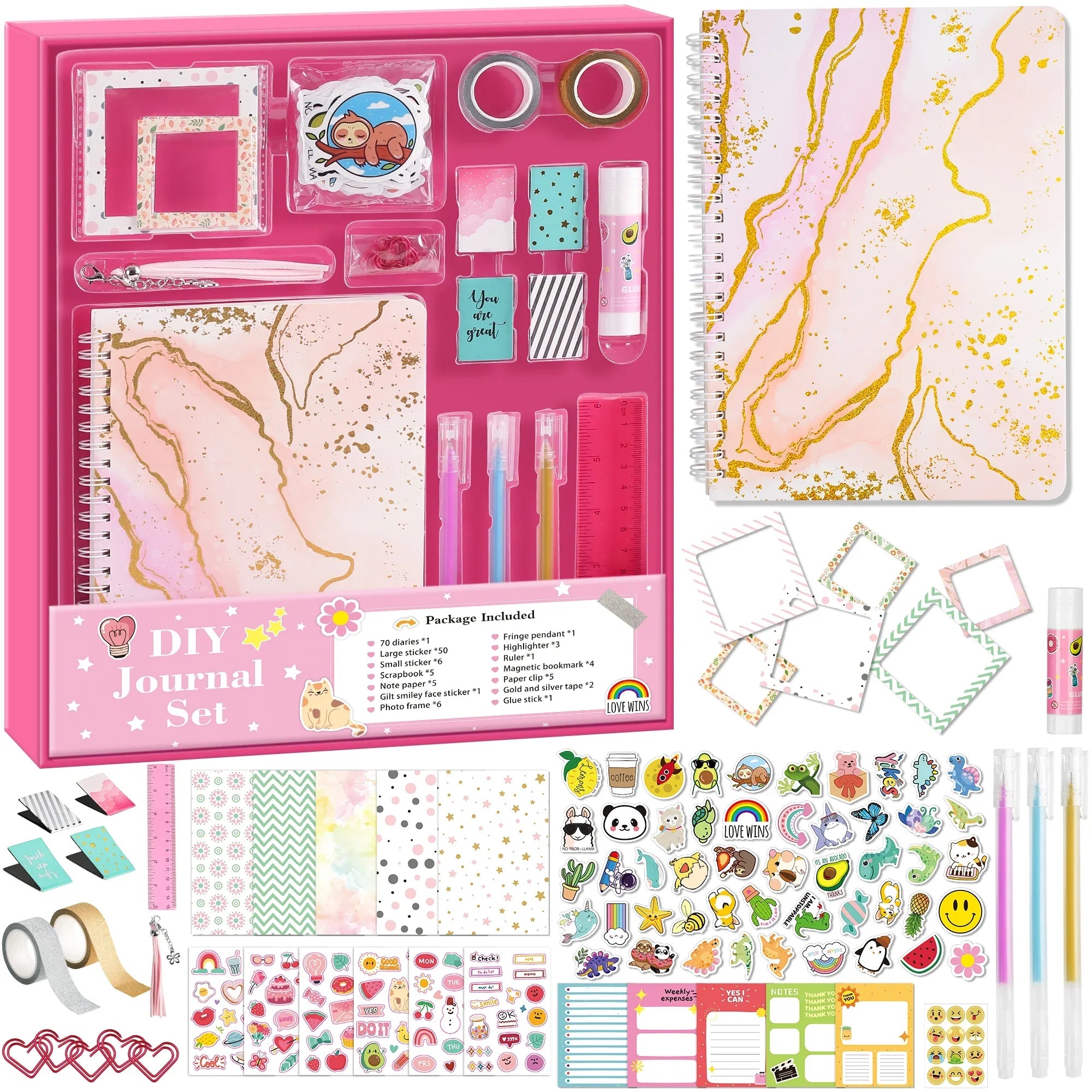 DIY Journal Kit for Girls & Boys - Birthday & Christmas Gift for Ages 8-12, Scrapbook & Diary Supplies Toy Set for Creativity, Mindfulness & Self-Expression, Journaling Art Crafts Kit for Kids