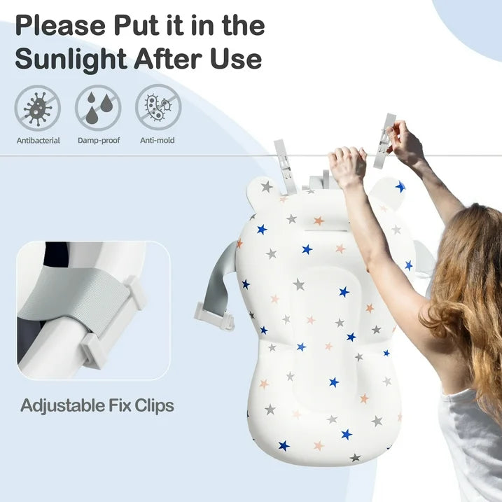 Aprpink Foldable Baby ‎Bathtub PP+TPE with Soft Cushion&Thermometer for 0-36 Months Toddler Gray