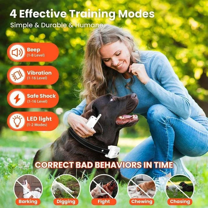 Dog Shock Collar,3300FT Dog Training Collar with Remote,IP67 Waterproof Rechargeable Sleek Modern Shock Collar for Small,Medium,Large Dogs with Beep,Vibration,Safety Shock,LED Light,8-120 lbs